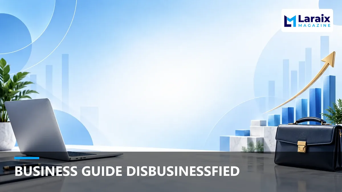 business guide disbusinessfied featured image with modern business illustrations and bold title text