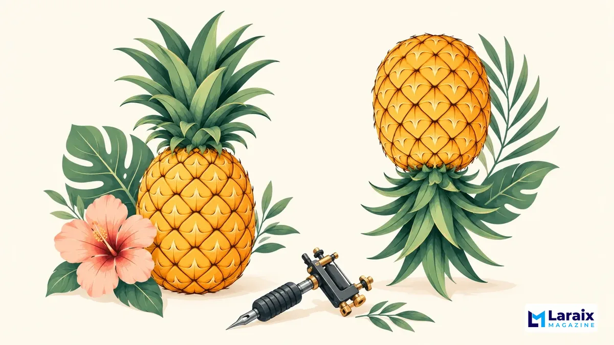 Upright and upside-down pineapples illustrating different pineapple tattoo orientations and meanings.
