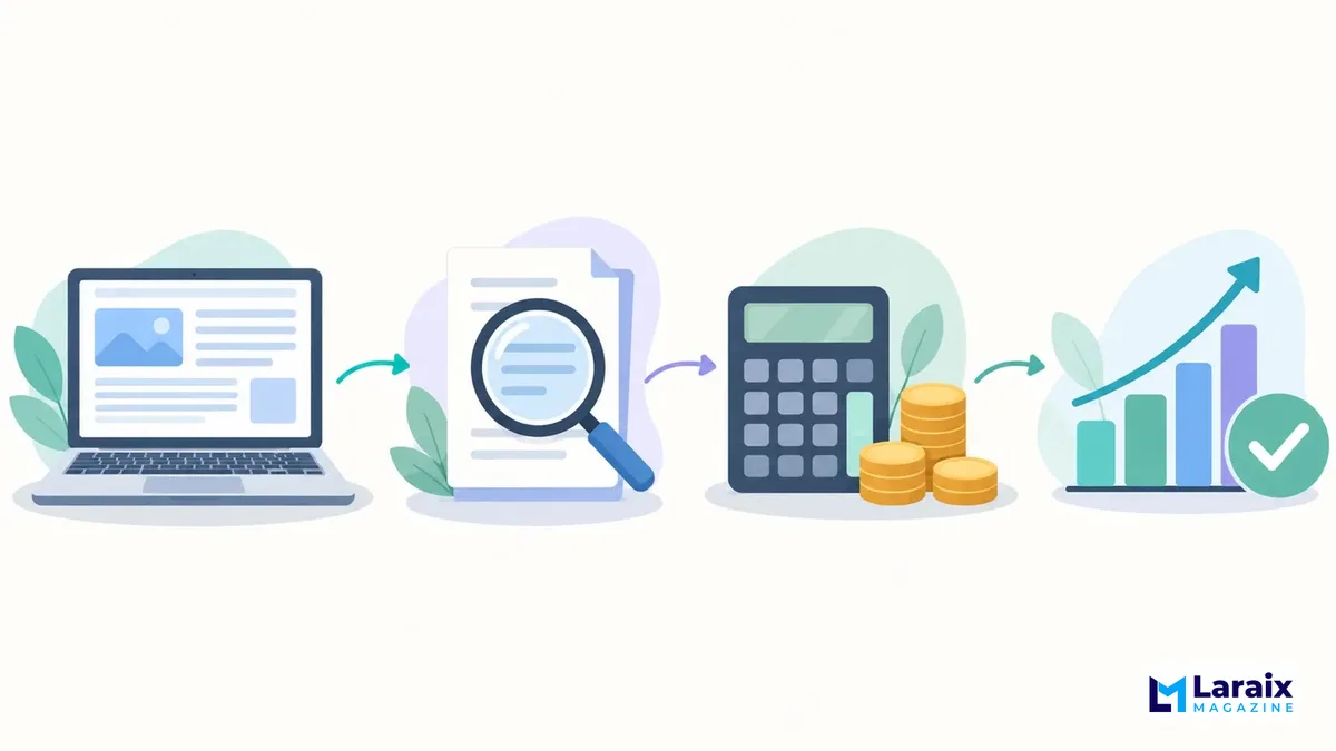 Step-by-step illustration of researching, verifying, and applying business advice safely